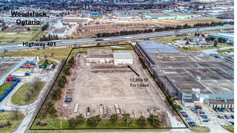 For Lease: 12,804 SF Crane Bay – Industrial Building on 5 acres excess land, 400′ of HWY 401 Exposure – Woodstock